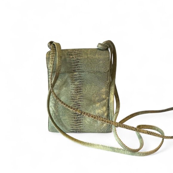 Viva Bag of California Vintage green faux snakeskin metallic crossbody bag - Picture 2 of 7